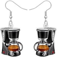 BONSNY Acrylic Dangling Novelty Fun Black Coffee Machine Earrings Hypoallergenic Designer Jewelry Gifts For Women