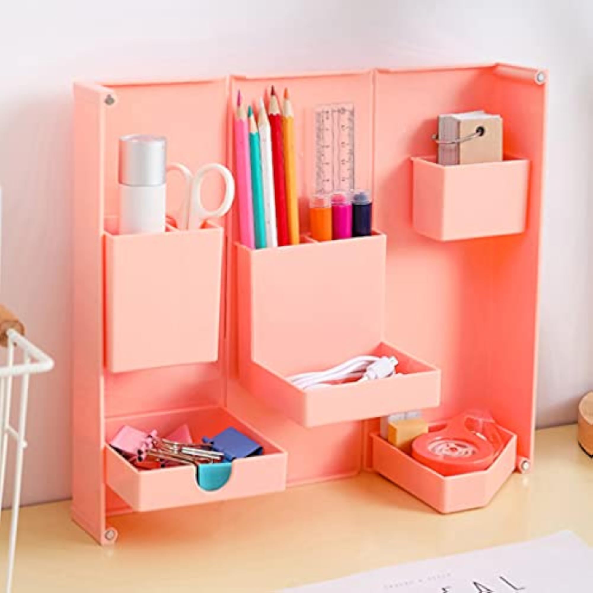 Pink Makeup Brush Holder Organizer Box