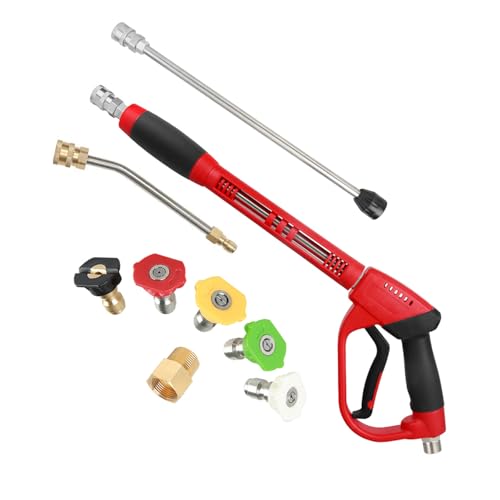 Product Image of the CHAVOR Upgraded Pressure Washer Gun with Extension Replacement Wand, M22 Fitting,7 Inch 30 Degree Curved Rod, 5 Nozzle Tips, 5000 PSI, 47 Inch
