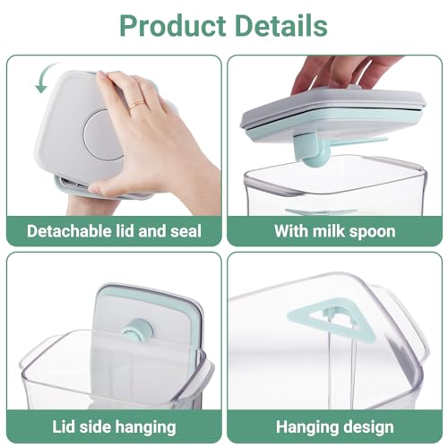 Miniatura 4 de Dispensador De Leche En Polvo, 1,7 L, Recipiente De Polvo Sellado Con Cuchara, Caja Portátil De Leche En Polvo, Caja De Almacenamiento De Proteínas En Polvo, Adecuado Para Almacenar Leche En Polvo Y
