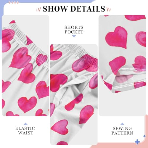 Sweet Love Heart Print Boys Long Pants Soft Trousers Elastic Waist Kids Lounge Bottoms with Pockets S-XL4