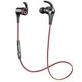 SoundPEATS Bluetooth Headphones In Ear Wireless Earbuds 4.1 Magnetic Sweatproof Stereo Bluetooth Earphones for Sports With Mic (Upgraded 8 Hours Play Time, Secure Fit, Noise Cancelling) - Q12 Red