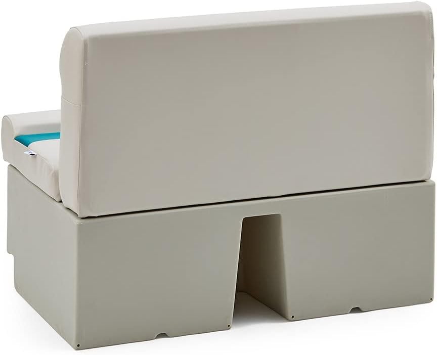 DeckMate Complete 38" Classic Pontoon Boat Seat Bench and Base - Ivory and Teal