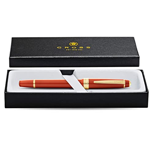 Image of Cross Bailey Light Polished Amber Fountain Pen - Refillable, Medium Nib, Black Ink, Presented in Everyday Gift Box