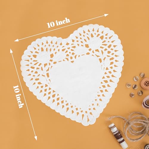 Heart Doilies 10 Inches - Pack of 100, 25 Each in Red, Pink, White, and Blue - Perfect for Valentine\'s Day Decorations.