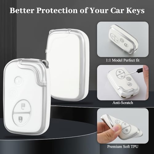 Coque de clé Lexus TPU blanc argenté : résolvez le problème des boîtiers usés