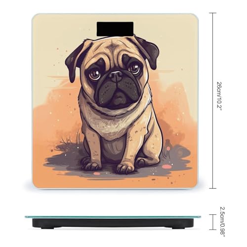 Báscula Digital de Baño Pug Cartoon de Vidrio Templado miniatura 2