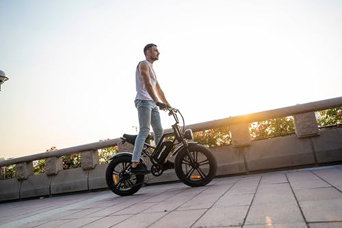 HAPPYRUN 1500W Moped Style Electric Bike | Adult eBikes - 48V 18Ah Removable Battery | 60+ Mile | 32MPH Top Speed - All Terrain Fat Tire Electric Bike for Mountains, Snow, Sand, Road - Thumbnail 6