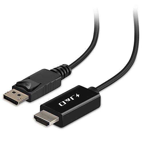 J&D Gold Plated DisplayPort to HDMI Cable Adapter (Black, 6 Feet)