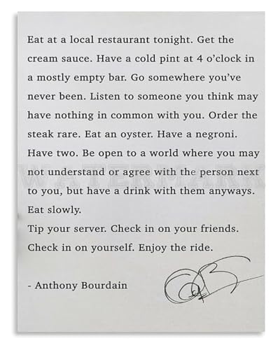 Bar Restaurant Wall Art Quote Poster Eat At A Local Restaurant Tonight Vintage Print for Kitchen Dining Room Decor Anthony Bourd