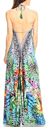 Image of Sakkas Lizi Womens Maxi High-Low Halter Handkerchief Long Dress Beach Party