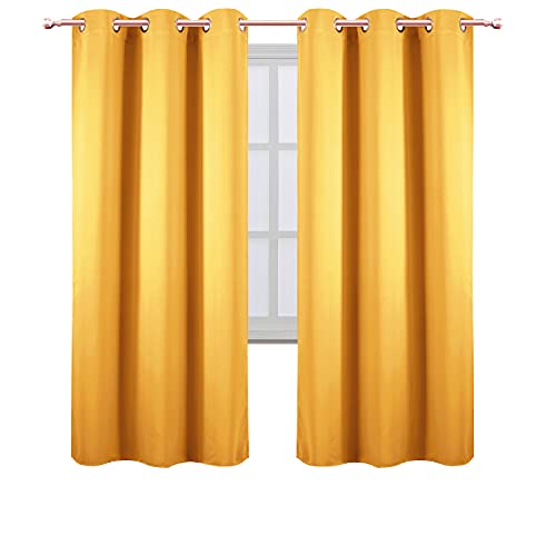 Image of LEMOMO Yellow Thermal Blackout Curtains /42 x 72 Inch /Set of 2 Panels Room Darkening Curtains for Bedroom