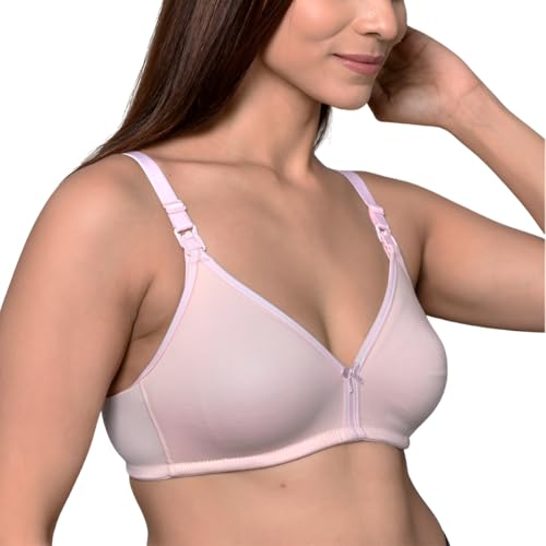 Image of Inner Sense Organic Cotton Bamboo Nursing Bra for Women I High Coverage Feeding Bra with Lace Detailing on Neckline I Non Padded Maternity Wear with Wirefree Design