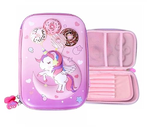 Image of DEOXY 3D Unicorn Pencil case Large Capacity Premium Stylish EVA Case Embossed Compass, School Supply Organizer for Students, Stationery Box, Cosmetic Zip Pouch Bag-CK22