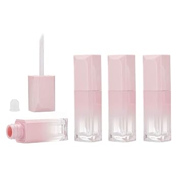 10Pcs 5ml Gradient Pink Empty Lip Gloss Tubes Plastic Mini Refillable Lip Balm Lipstick Bottle Lip Glaze Tube with Wand Travel Pipe Vials DIY Beauty Makeup Cosmetic Container Jar Pot Lip Oil
