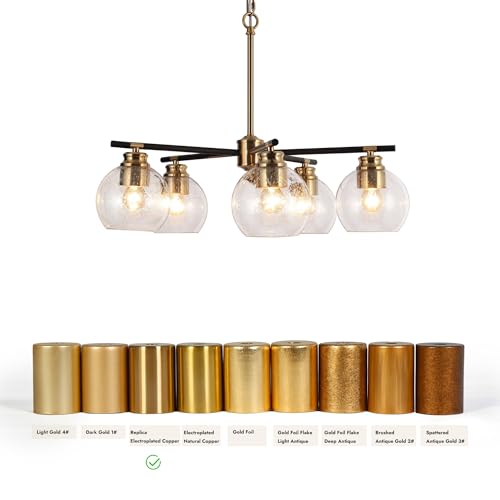KSANA Black and Gold Chandeliers, 5 Light Mid-Century Modern Kitchen Island Lighting with Seeded Glass Shade Sputnik Chandelier for Dining Room, Foyer and Entryway by KSANA - Image 8