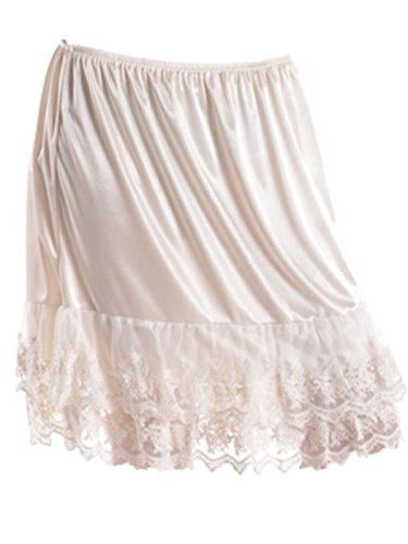 Melody Womens Lace Extender Slip Skirt Half Slip (Medium, Ivory)