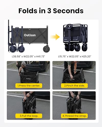 Image of Smart Electric e-Wagon Air 3-Second Fold Cart with 9-Mile Range 300LB Heavy-Duty Dual Motor Wagon All-Terrain Collapsible Wagon for Grocery, Camping, Jet Black