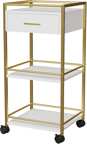 Salon Trolley Cart with Wheels, 3 Shelves & Drawer