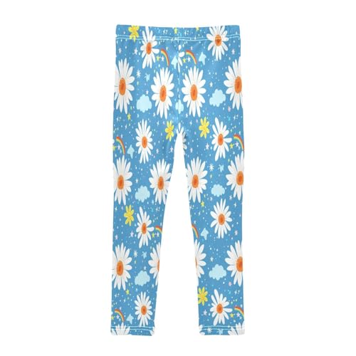 Bolaz Toddler Girls Leggings Printed Yoga Pants Leggings Yellow White Daisies for Kids2