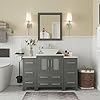 Vanity Art 48 Inch Single Sink Bathroom Vanity Compact Set 3 Cabinets 1 Shelf 8 Dove-Tailed Drawers Engineered Marble Top and Ceramic Vessel Sink Bathroom Cabinet with Free Mirror VA3124-48-G