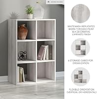 Signature Design by Ashley 6 Cube Storage Organizer Bookshelf, Whitewash — image 4