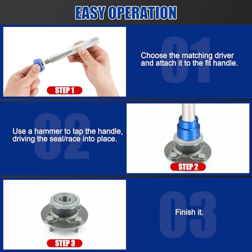 Image of NYXOVA Bearing Press Kit, 33pc Bearing Race and Seal Driver Set with Metric SAE Adapters, Bushing Driver Set with 3 Knurled Handles, Seal Driver Set for Wheel Bearing Installation