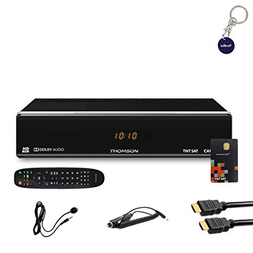 THOMSON Récepteur TV Satellite HD + Carte TNTSAT V6 + Câble HDMI+ Câble 12V + Déport IR