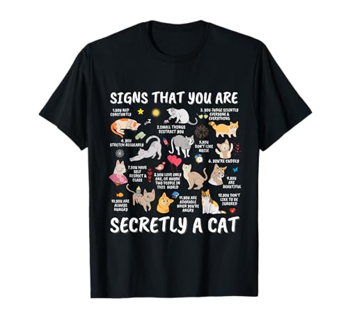Cat Secret Signs Crazy Cat Lady Cat Lover Funny Cat T-Shirt
