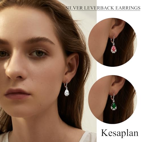 Dangle Earrings for Women Multicolor Crystal Drop Earrings Set Leverback Teardrop Earrings 925 Silver and Gold Hypoallergenic Fashion Cubic Zirconia Dangle Earrings Trendy Jewelry Gifts for Women3