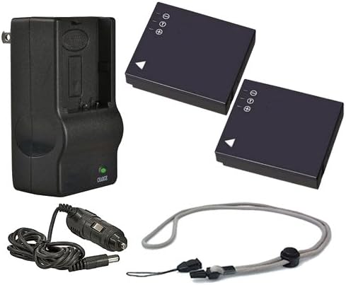 High Capacity Batteries (2 Units) + AC/DC Travel Charger Compatible with Canon PowerShot SD790 is + Krusell Multidapt Neck Strap (Black Finish)