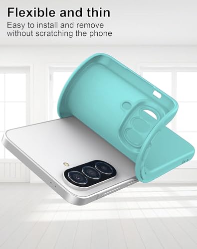 Image of DIZORO Microfiber Candy Case for Samsung A57 5G Smooth Touch Cushion Liquid Soft Silicone Gel Rubber Phone Cases Non-Slip Full Body Protective Shockproof Back Cover -Mint