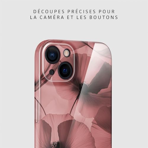 Coque iPhone 16 fine anti rayure étui fleurs bordeaux - 7