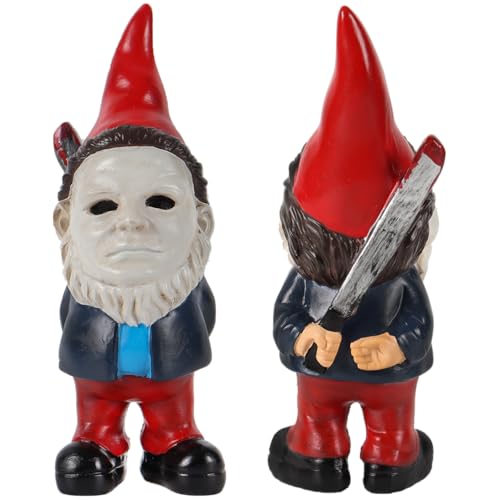 SPINNDO Garden Gnome Statue Decoration Garden Decor Horror Gnomes Boo BasketRed