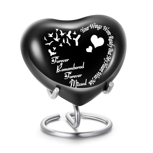 QGJNSGC Cat Urn Dog Animal Urn for Dogs Heart Shape (Black), Black Bird