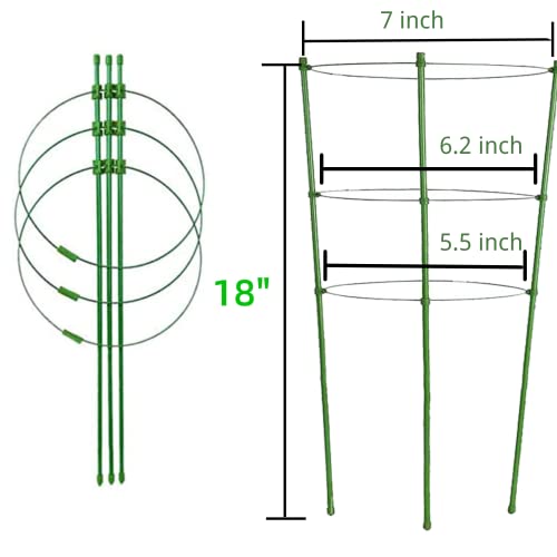 Tomato Cage Plant Support Cage For Garden 8 Pack, 18 Inch Tomato Trellis Garden Cages With 3 Adjustable Rings, Tomato Plant Stakes For Climbing Plants, Flowers, Fruit, Vegetables #TOP4