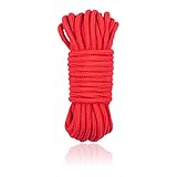 Hanyi 10 Meter (32 Fuß) Baumwollseil SM-Spiele Bondage Seil Rope für Binden von Gepäck, Schlafzimmerfantasien, Nähen, Verpackungswerkzeuge, 8 mm Durchmesser (Rot)