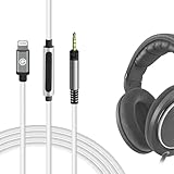 Geekria Audio Cable with Mic Compatible with Sennheiser HD 620S HD 599 HD 598 Headphones Cable, 2.5mm to Lightning Replacement Stereo Cord with Inline Microphone and Volume Control (5.6 ft/1.7 m)