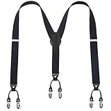 [Mecuricy] サスペンダー メンズ サスペンダー Y型35mm 男女兼用 6クリップ 安定感のある幅広タイプ 調節可能 弾性 大き目のクリップでしっかりホールド 無地 サスペンダー レザー