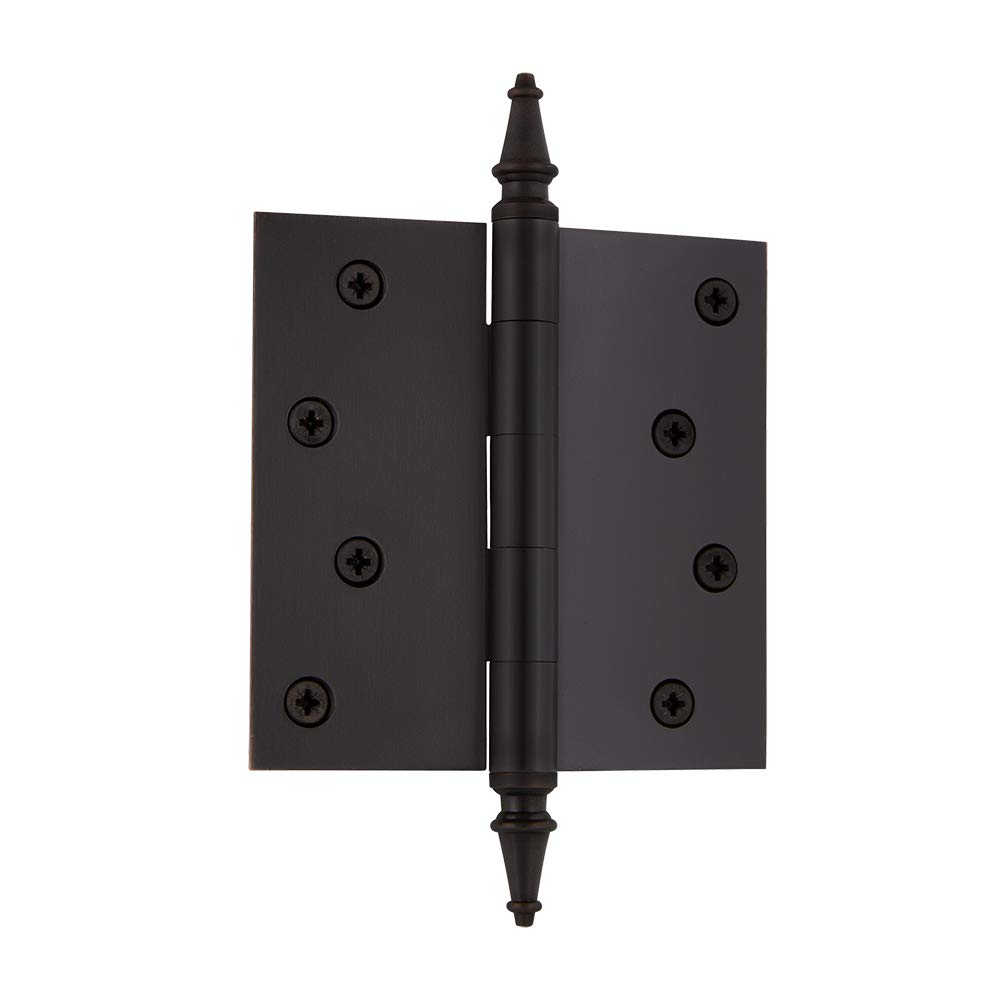 Nostalgic Warehouse 746093 4" Steeple Tip Residential Square Corners Door Hinge, Oil-Rubbed Bronze, 1 Count (Pack of 1)