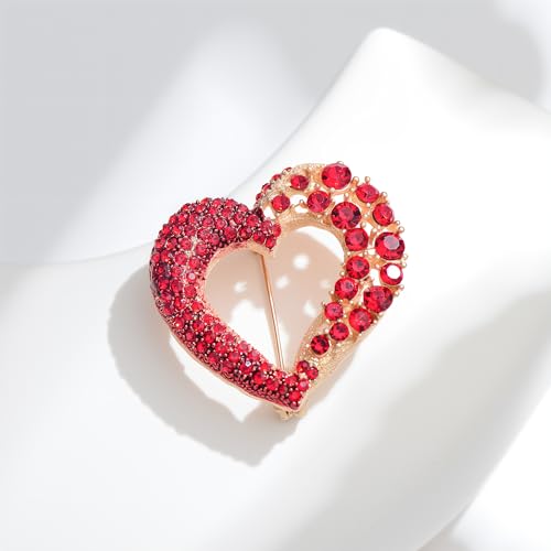 Image of Heart Brooches for Women Rhinestone Crystal Heart Brooch Pin Gift for Wife Girlfriend