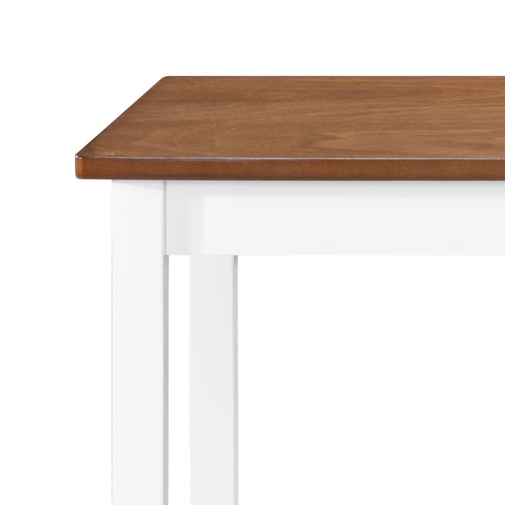Mesa de bar con sillas de madera maciza de 5 piezas, color marrón y blanco, juego de comedor para muebles de comedor con 1 mesa y 4 sillas, conjunto de muebles para terraza, balcón, comedor