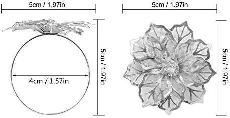 Vindar 12 PCS Silver Napkin Rings Hollow Out Floral Alloy Napkin Rings Holders for for Christmas Dinner Wedding Birthday Party Holiday Banquet Buckles Decor Favor