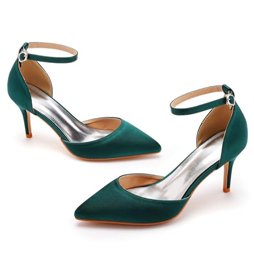 LuminescentDream Women Pointed Toe High Heel,Wedding Party Prom Dress Shoes,Stiletto Pointed Toe Ankle Strap Pumps Shoes,for Ladies Bridal Wedding Evening Party