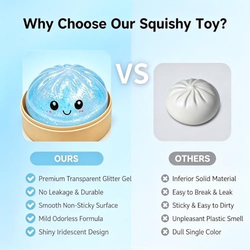 Rainbow Glitter Slow Rising Squishy Squeeze Toy,Stress & Anxiety Relief Sensory Fidget Toy (X-4PCS) - 2