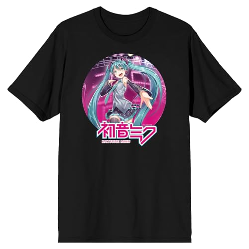 T-shirt Hatsune Miku anime noir idéal pour un look streetwear au quotidien