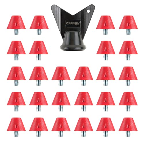 Cannon Sports 26 Nylon Cleat Spikes with Wrench – 13mm (0.5 Inch) Cleat Replacement Studs for Football, Soccer, Lacrosse, Rugby – Fits M5 Thread Cleats – Natural Grass/Firm Ground (Red)