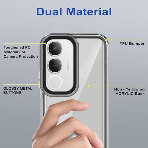 Image of Zapcase Back Case Cover for Vivo Y29 5G | Compatible for Vivo Y29 5G Back Cover | Case Cover with Camera Protection | (TPU + PC | Translucent Black)