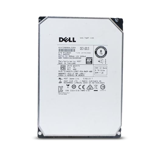 Image of Dell /HGST He8 HUH728080AL5204 8TB 0F23693 7200 RPM SAS 12Gb /s 512e 3.5 inch Enterprise Hard Drive (Renewed)