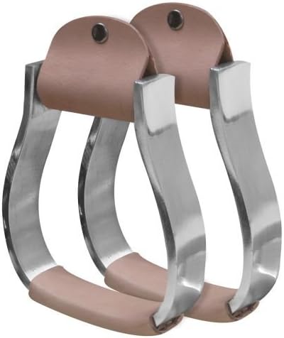 Showman Pony Youth Polished Aluminum Stirrup with Light Leather Tread